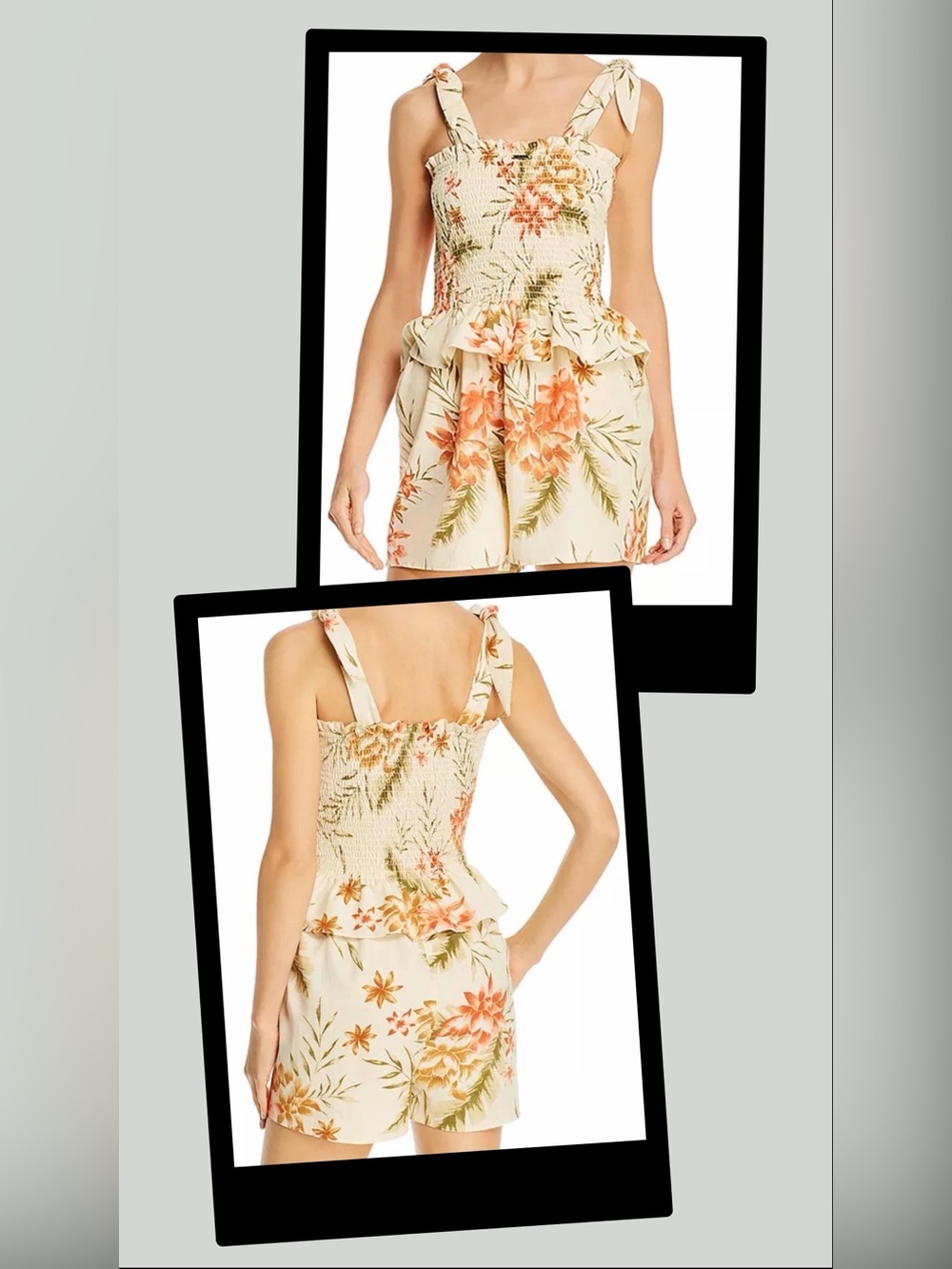 Billabong Hold Tight Floral Print Smocked Bodice Romper Women's Medium